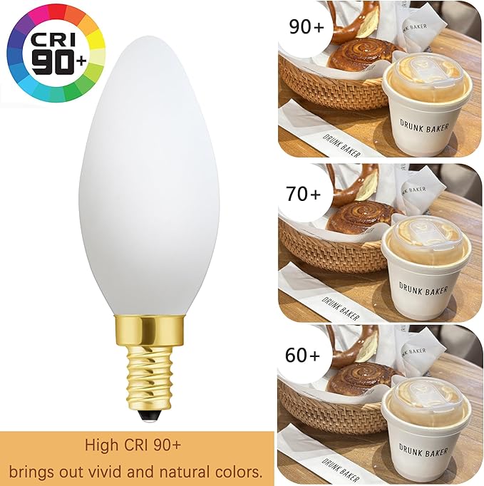 E12 Frosted led Bulb 6W Equivalent E12 Candelabra Bulb 60 watt Daylight 4000K Matt White Glass AC120V 600LM Dimmable B11 for Chandeliers,Ceiling Fan and Wall sconces Pack of 6