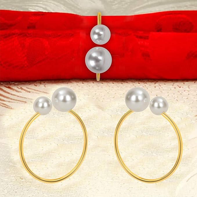 KPOSIYA Pearl Napkin Rings - Set of 12 Gold Napkin Holder Table Napkin Buckles for Dinning Table Setting Christmas Wedding Party Supplies (Gold 12)