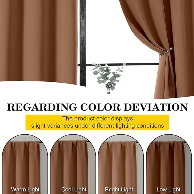 Sun Baked Blackout Curtains 84 Inch Length 2 Panels Set, Soft Solid Thermal Insulated Room Darkening Curtains 84 Inches Long for Bedroom Living Room, Rod Pocket Drape, Each 40" Wx84 L