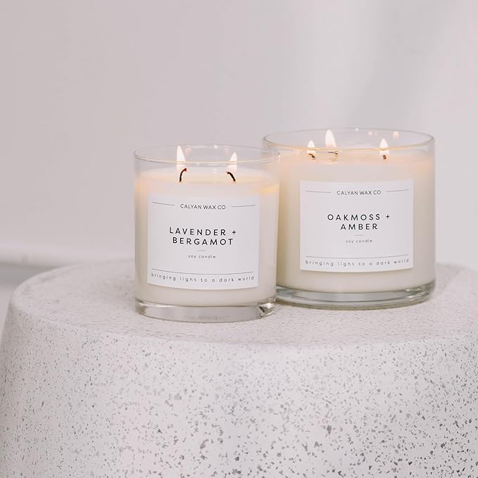 Calyan Wax Co. Cedar & Tobacco 3 Wick Scented Candle - 43 Hour Burn - Luxury 3 Wick Soy Candles - Non Toxic Soy Wax Candles - Long Lasting Large Glass Jar Candle for Home - 14.9oz