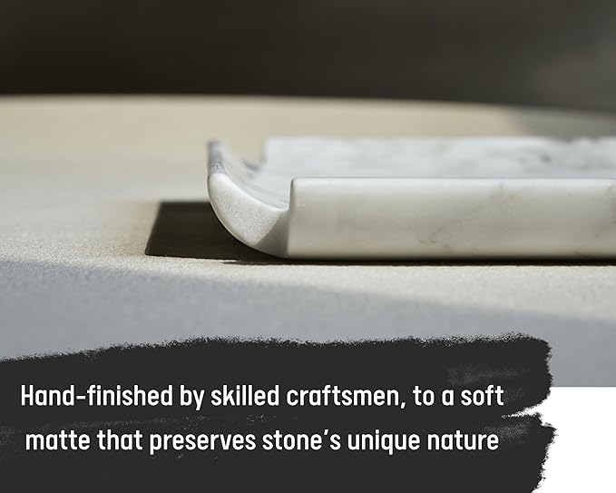 Astavostone White Marble Tray 8'' – Luxurious Square Decorative Tray for Fruit, Desserts, Candles, Key Jewelry & Perfume on Coffee Table, Island & Bathroom Vanity (Cal-White)