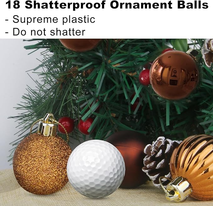 Bronze 1.6" Small Christmas Balls Christmas Tree Decoration Ornaments Shatterproof Hanging Balls for Birthday Halloween Holiday Wedding Decorations Set of 18pcs