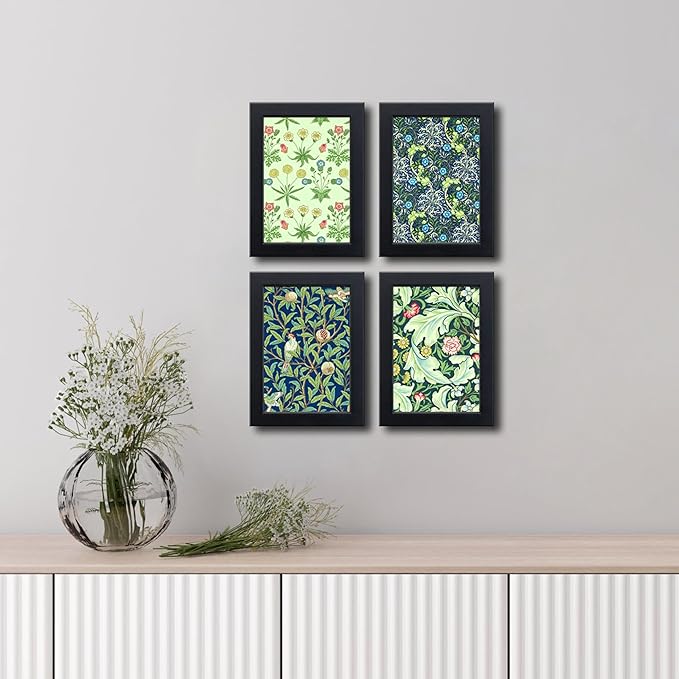 5x7 Picture Frame Set of 4 Made of Solid Wood Photo Frame with Real Glass for Pictures 4x6 with Mat or 5x7 Without Mat, Wall Mount or Tabletop Gallery Photo Frames in Black