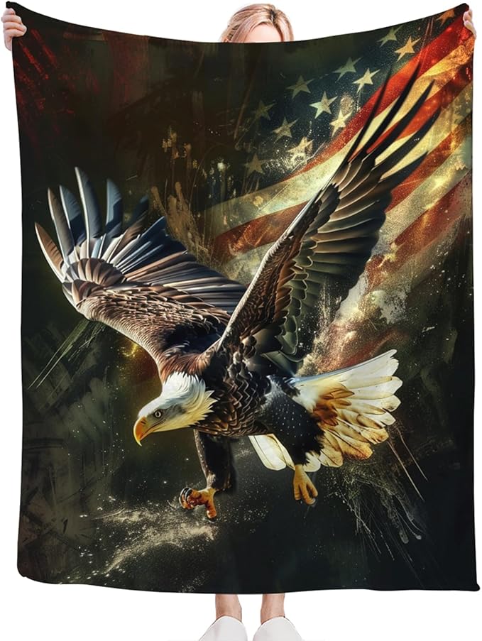 Tijuboni American Eagle Throw Blanket Eagle Gifts for Girls Boys Women Men Kids Adults Soft Flannel Fleece Blanket for Couch Sofa Bed Home Decor 40"x50"