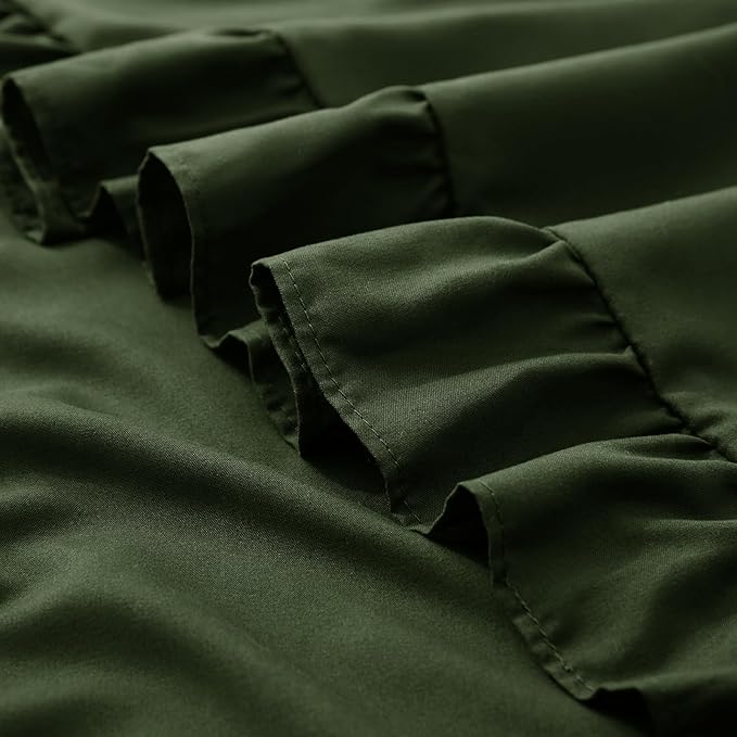 KKJIAF Ruffle Pillow Cases 26x26 Inches, Olive Green Square Ruffled Pillow Covers Set of 2, Microfiber Wrinkle Resistant Pillow Shams with Envelope Closure for Sofa Bed Living Room