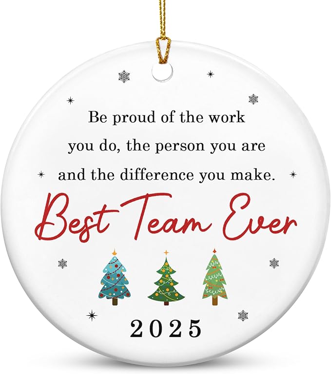 OASSIE Christmas Team Gifts for Employees - Ceramic Christmas Tree Ornaments 2025 - White Elephant Appreciation Gifts for Team Coworker Office Group Boss Friend