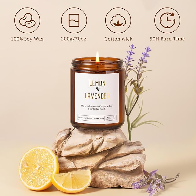 Candles for Home Scented - 6 Pack 42oz Soy Candles with Lavender, Coconut, Jasmine, Sage, Lilac Blossoms, Sweet Pea, 300 Hour Long Lasting Aromatherapy Candles Gift Set for Women, Christmas, Holiday