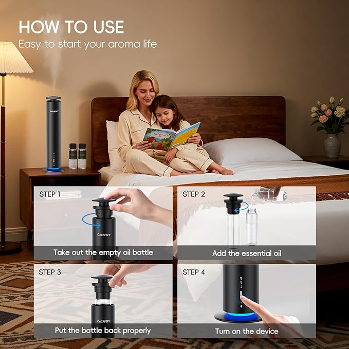The CACAFSFY Waterless Scent Diffuser Starter Kit -Include 2x120ml Essential Oils,Suitable for Home and Hotel Series Air Diffuser, 1000 Square Inches of Coverage,Remote Control-Hotel Scent Diffuser