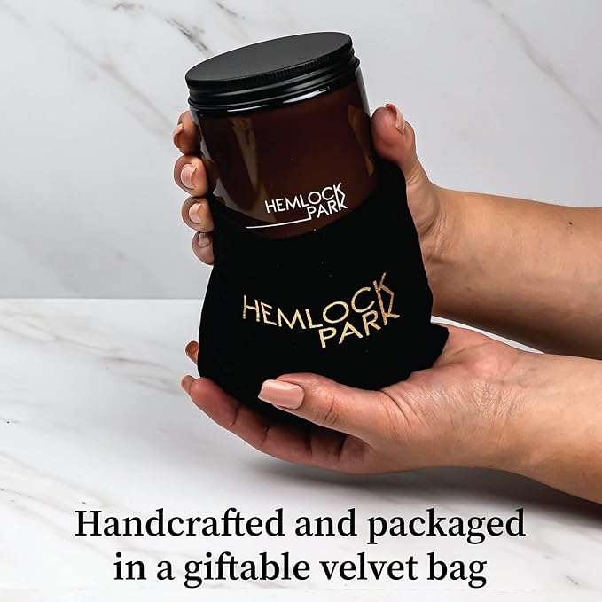 Hemlock Park Crackling Wood Wick Candle Handcrafted with Natural Coconut Wax (Standard 8 oz, Smoked Palo Santo)