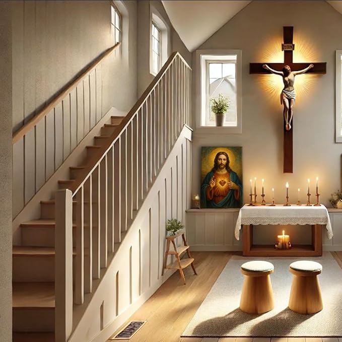 Eysintum Sacred Heart of Jesus Wall Art Christian Canvas Print Religious Home Decor Catholic Picture for Bedroom Living Room Prayer Room Ready to Hang 24x36in