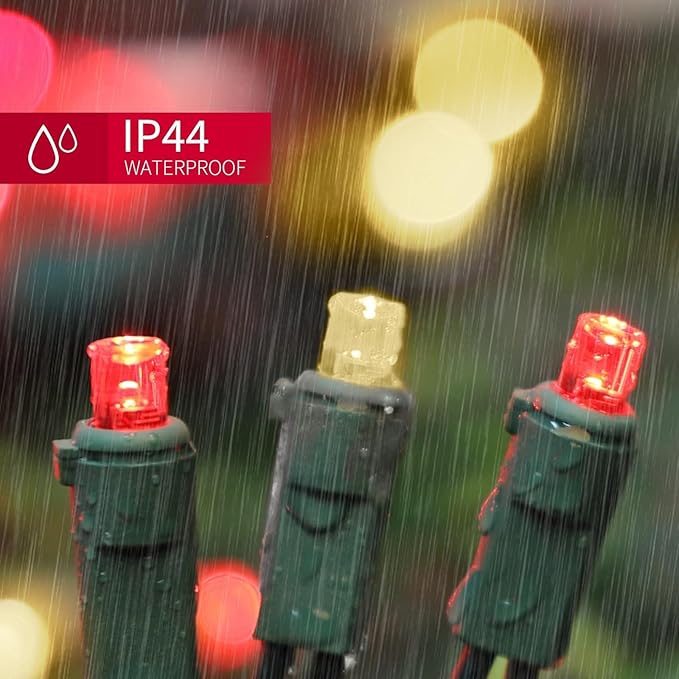 LAMPHOME 100 Count RED and Warm String Lights - 21.6FT LED Christmas Lights, Mini led Lights for Indoor Outdoor Home Holiday Party Wedding Independence Day Decoration