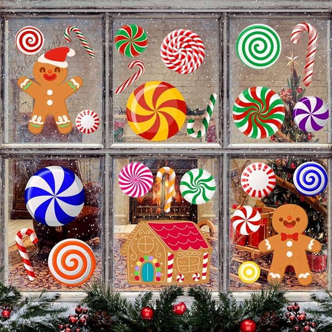 DIYDEC 70PCS Peppermint Floor Decals Stickers, Self-Adhesive Christmas Candy Party Wall Floor Stickers Decals for Christmas Floors Candy Land Decoration