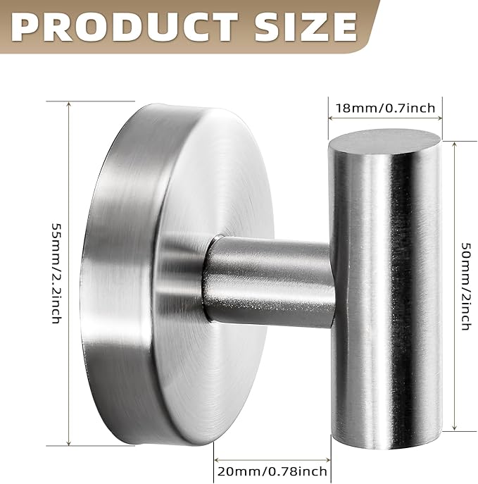 Suction Cup Hooks for Shower - Bathroom Reusable Hooks for Towels, Robes & Loofah - No-Drill Mounting on Kitchen,Walls,Metal,Glass,Mirrors,Tile & Smooth Non-Porous Surfaces (4, Brushed Nickel)