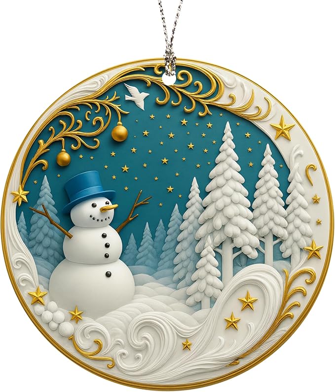 Happy Snowman Christmas Ornaments 2025, Holiday Acrylic Hanging Ornament for Xmas Tree Window Car, Snowman Decor for Home, Unique Christmas Decorations, Winter Gifts for Friends Family Coworkers