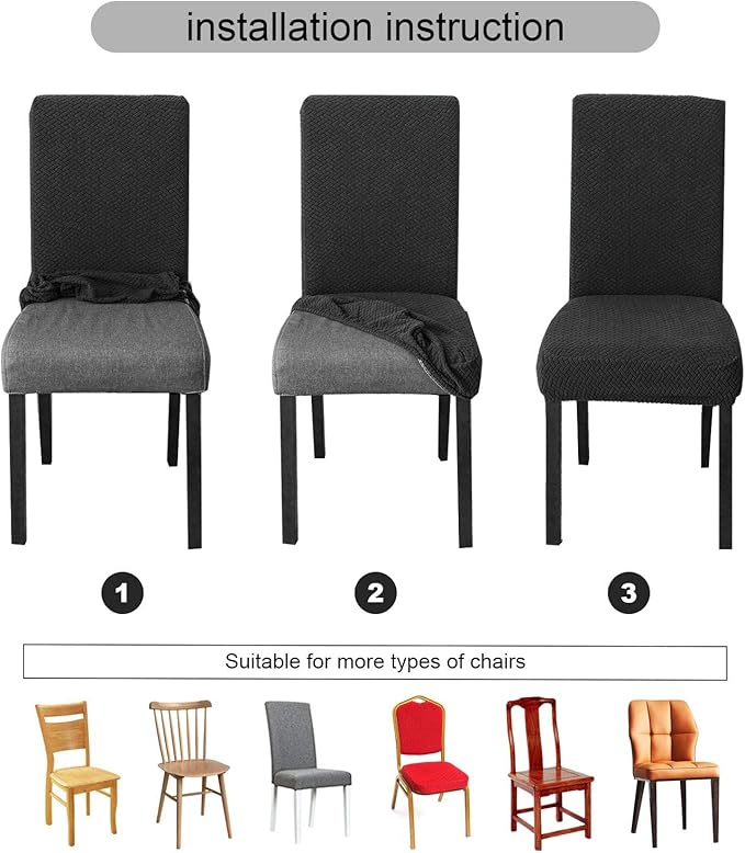 Genina Chair Covers for Dining Room Chair Covers Dining Chair Slipcovers Stretch Kitchen Parsons Chair Cover (Wine Red, 2 PCS)