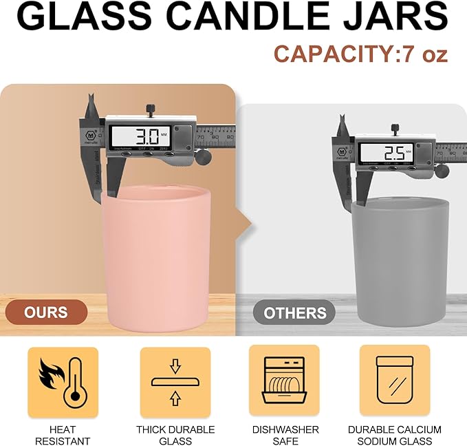 SHOWIN Thick Candle Jars for Making Candles 16 Pcs, 7 OZ Empty Jars with Wood Lids for Candle Making, Sample Container, Colourful