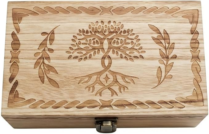 Tree of Life Keepsake Box, Wooden Decorative Trinket Box Celestial Decor for Women, Witchy Gifts Home Decor Jewelry Storage Boxes with Hinged Lid
