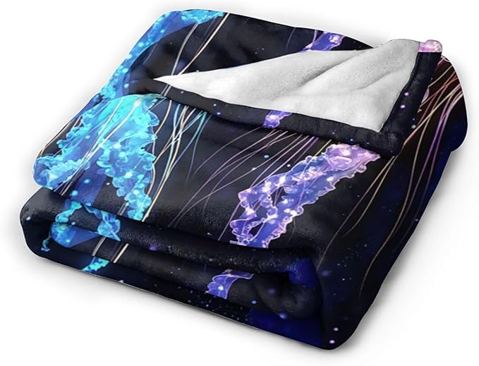 Tijuboni Jellyfish Throw Blanket Jellyfish Gifts for Girls Boys Women Men Kids Adults Soft Flannel Fleece Blanket for Couch Sofa Bed Home Decor 50"x60"