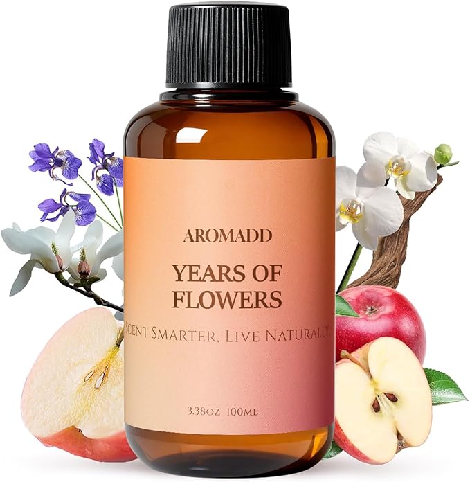 Aromadd Years of Flowers Diffuser Oil Inspired by Luxury Hotel Scent, Essential Oils for Waterless Diffuser, Freesia & Osmanthus, Long-Lasting & Natural Home Fragrance - 3.38 fl oz (100 mL)