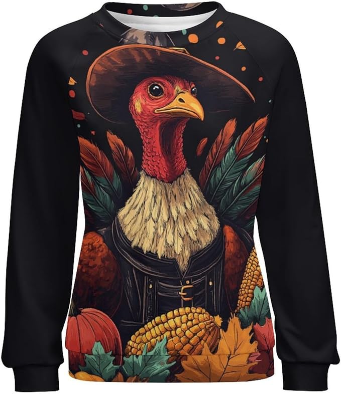 Womens Thanksgiving Sweatshirt Oversized Crewneck Pullover Casual Graphic Long Sleeve Shirts
