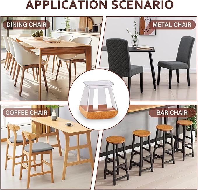 Chair Leg Floor Protectors Square Chair Leg Protectors for Hardwood Floors Silicone Caps Felt Strengthen Bottom Protection Anti-Scratch Reduce Noise 32 Pack Clear Square Fit:1-1/8" to 1-9/16"(27-40mm)