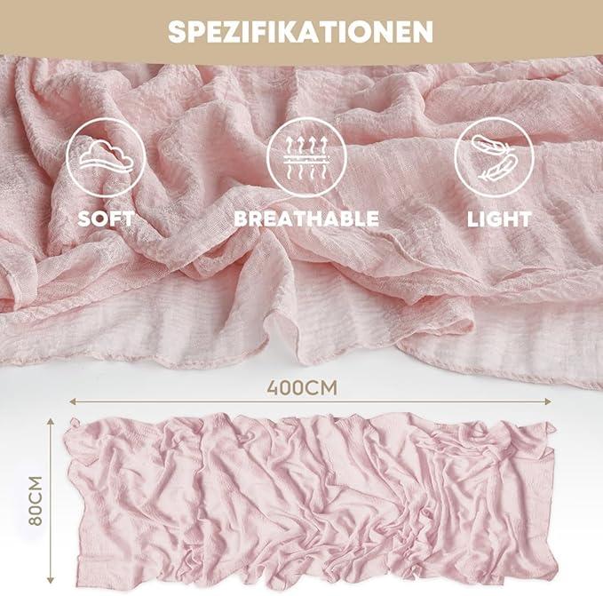 Artoid Mode Boho Cheesecloth Gauze Rouge Wedding Table Runner, 160 Inch Seasonal Fabric Kitchen Dining Holiday Table Decor for Home Party Indoor