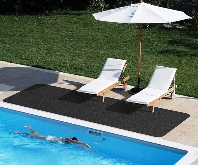 House, Home and More Indoor Outdoor Double-Ribbed Carpet Runner with Skid-Resistant Rubber Backing - Smokey Black - 3 Feet x 20 Feet