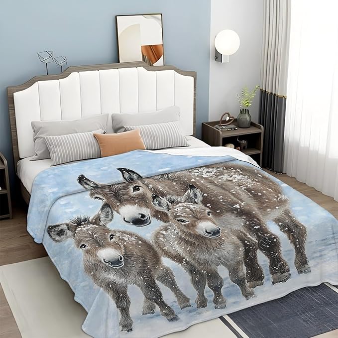 Tijuboni Donkey Throw Blanket Donkey Gifts for Girls Boys Women Men Kids Adults Soft Flannel Fleece Blanket for Couch Sofa Bed Home Decor 40"x50"