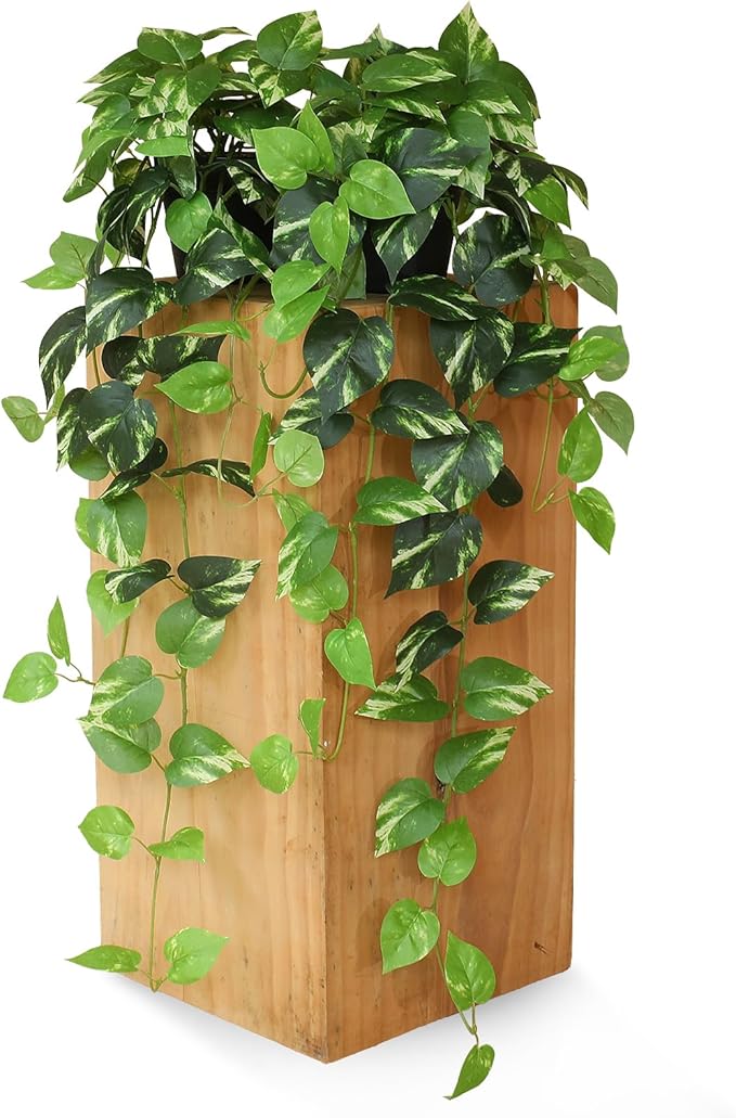 alyptus Fake Pothos Hanging Plants - 33" Set of 2 Artificial Silk Ivy Vines with Pots, Realistic Faux Greenery for Indoor Home Decor, Low Maintenance Hanging Plant Decoration (Golden Green)