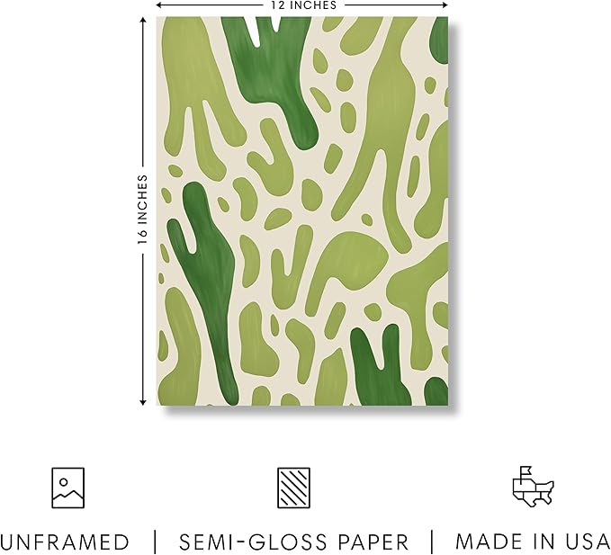 HAUS AND HUES Modern Abstract Wall Art - Blue and Green Living Room Art, Modern Artwork for Walls, Minimalist Picture for Living Room(Green Pattern, Unframed, 12x16)