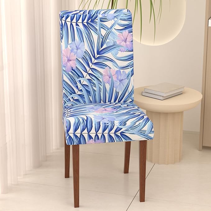 Stretch Dining Chair Covers Set of 2,Floral Print Chair Covers,Soft Removable Washable,Pet Friendly Furniture Protector,Universal Chair Slipcovers for Home, Kitchen,Ceremony Dining Room Seat