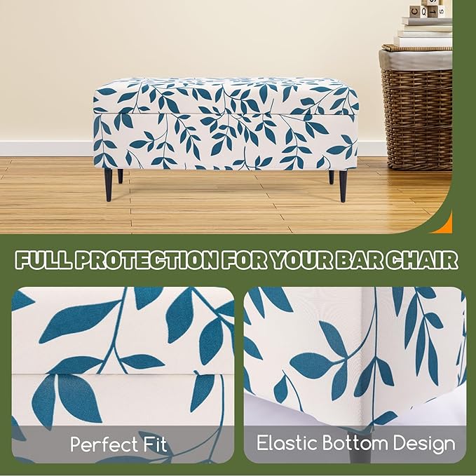 FUANGUI Ottoman Cover Stretch Storage Ottoman Bench Slipcover Printed Folding Storage Bench Ottoman Cover Footrest Stool Slipcover Footstool Protector Cover with Elastic Bottom,Medium,81