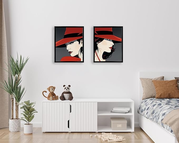 Art Shoppe Framed Print Wall Art, Vintage Wall Décor for Living Room, Bedroom, Office, High-Resolution Image on Premium Art Paper, 3/4" Frame with Plexiglass Front, Ready to Hang, 17”x21”, Set of 2