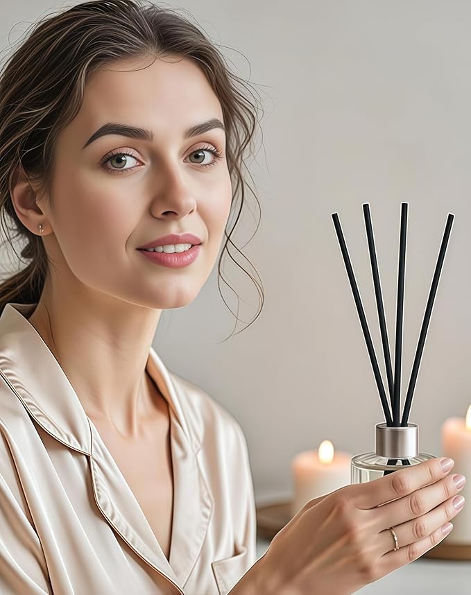 200 Black Reed Fiber Diffuser Sticks,Diameter 3.5mm, Length 190mm (7.48 inches), Suitable for Various Essential Oils and Perfume, Lasting, Stable and Diffusing Fragrance