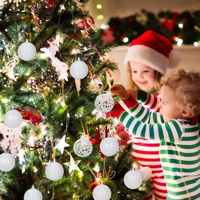 30PCS 2.36" Christmas Ball Ornaments Shatterproof Pearl White Christmas Tree Decorations Xmas Tree Balls Halloween Ornaments Décor