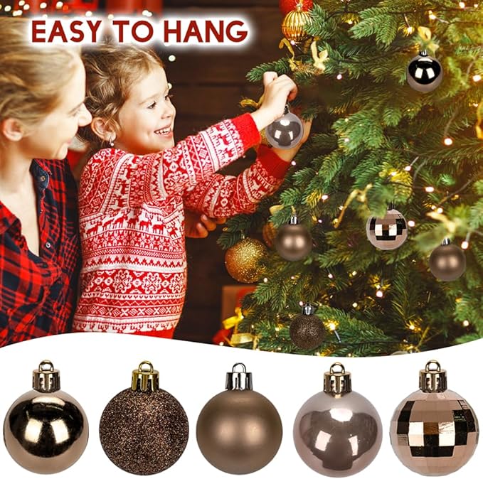 1.57" Bronze Christmas Balls Ornaments 40 Pcs Shatterproof Christmas Ornaments Set Matte Mini Bronze Ornament for Xmas Tree Halloween Holiday Party
