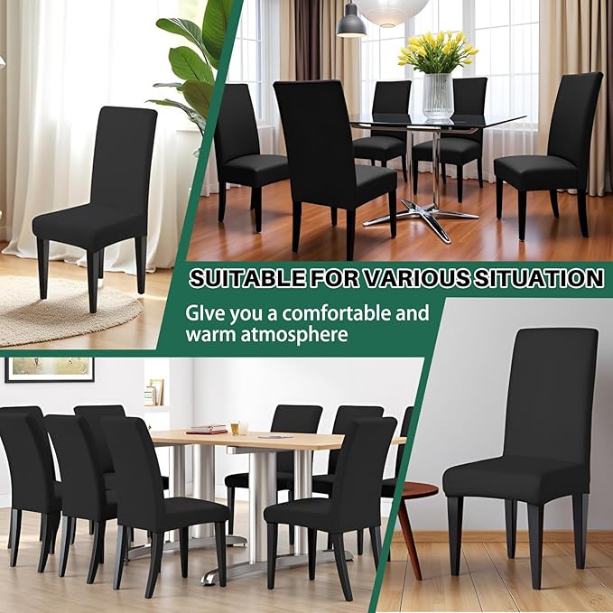 Dioxide High Stretch Chair Covers for Dining Chairs, Washable Dining Chair Covers Set of 6, Soft Dining Chairs Seat Covers, Parsons Chair Slipcover Protectors for Home Hotel Restaurant Banquet