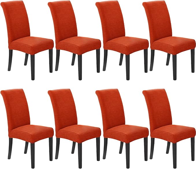 Howhic Stretch Chair Covers for Dining Room Set of 8, Removable Washable Dining Room Chair Covers, Dining Chair Slipcovers Seat Protector, Great Decor for Home and Banquet (Pureed Pumpkin, 8 Pack)