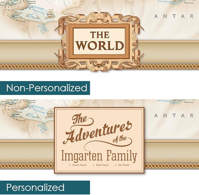 Canvas Executive World Map Pin Board – Framed Travel Map with Pins for Wall – Personalized Push Pin World Map for Tracking Journeys – 27.5" x 39.5" Rustic Black Frame