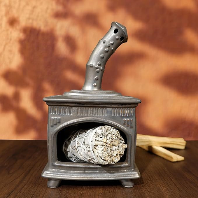 Handmade Ceramic Palo Santo Holder - Modern Smudge Bowl & Sage/Cone Incense Chimney for Yoga, Meditation, and Energy Cleansing - Ideal Gift for Zen Altar and Aromatherapy Enthusiasts