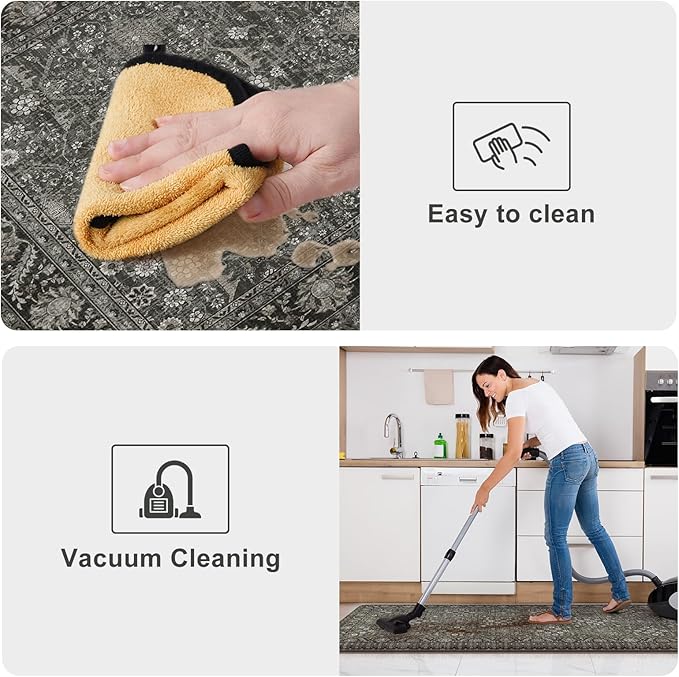 KIMODE Kitchen Mats Cushioned Anti Fatigue, Farmhouse Kitchen Runner Rugs, Grey/Green Rugs for Kitchen Floor, Kitchen Floor Mat Non Slip, Comfort Standing Mat for Laundry Office Sink Desk 24"x59"