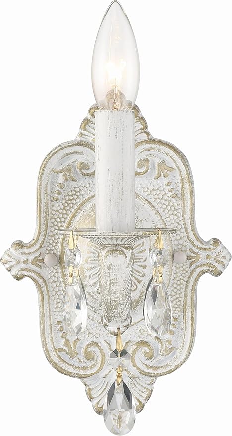 Paris Market 1 Crystal Antique White Sconce