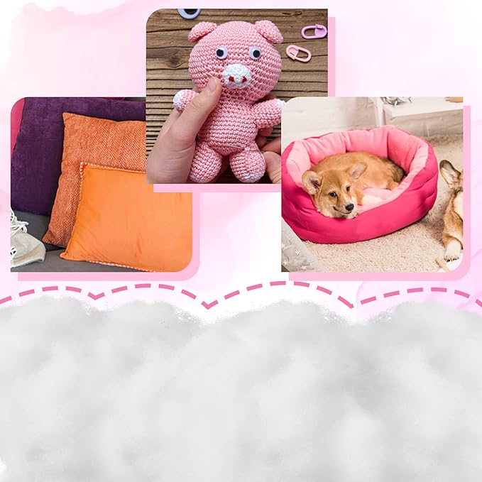 Woanger 4.4pound/ 70oz Polyester Polyfill Stuffing for Stuffed Animals Pillow Cushions Soft Cotton Poly Fiberfill Stuffing High Resilience Fiber for Couch Making Fluff Crafts Home Decors