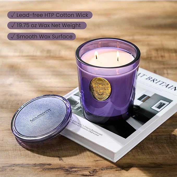 M&SENSE Large Two-Wick Strong Soy Candle | Berry Rose & Purple |19.8 oz, 120H Burn Time | Luxury Scented Candle for Relaxation, Gifting, Home Décor | Ideal for Bedroom, Office, Party Ambiance
