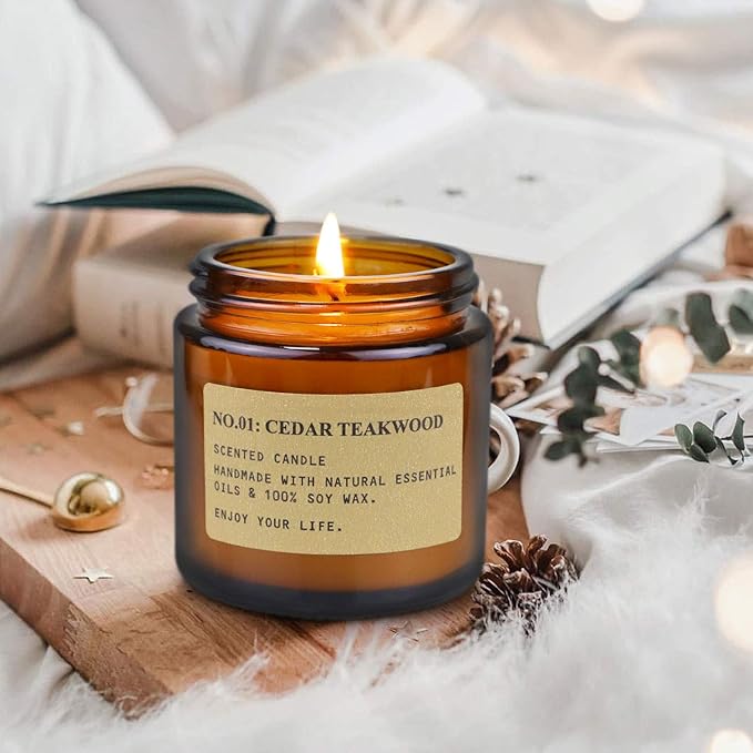 4 Pack Candles for Home Scented Candles Clearance, Aromatherapy Candle Gifts for Women, Natural Soy Wax Long Lasting Amber Jar Candles Set, Gifts for Birthday, Valentine's, Mother's, Anniversary