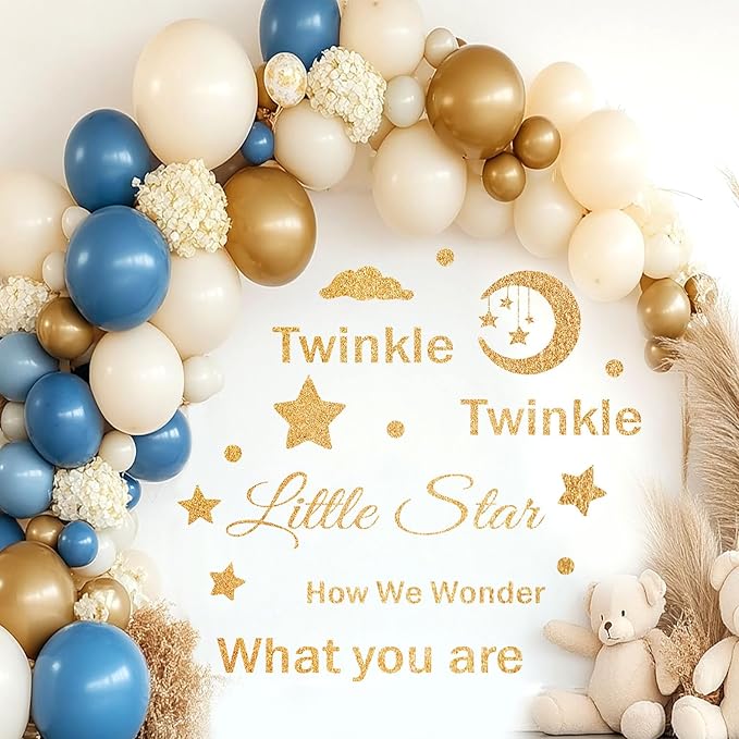 Baby Shower Decorations Star Sign, Welcome Baby Sign Wall Decals Stickers, Twinkle Twinkle Little Star Gender Reveal Party Decor for Arch Backdrop, Gender Reveal Pregnancy Party Supplies