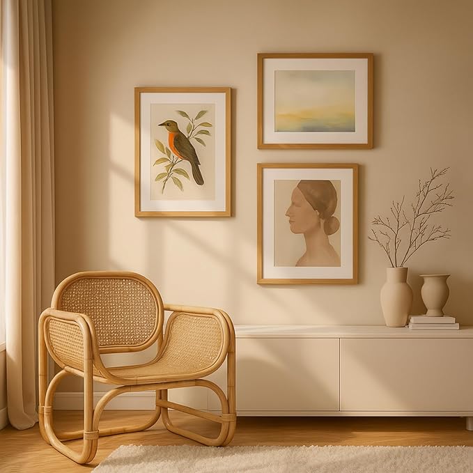 10x14 Oak Wood Picture Frame - 10"x14" Poster Frames for Wall, 10x14 Picture Frames for Wall, 10 x 14 Picture Frames, 10 x 14 Frames for Wall(3 Pack, Beige)