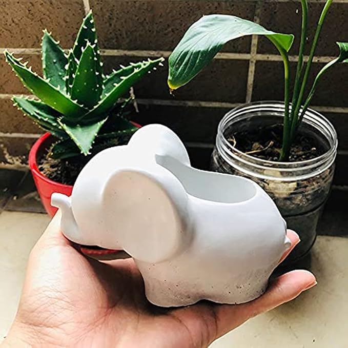Cute Elephant Silicone Flower Pot Mold Concrete Mould Cement Planter Clay Molds Silicone Mold for DIY Makeup Sponge Storage Holder Crafts Decorations
