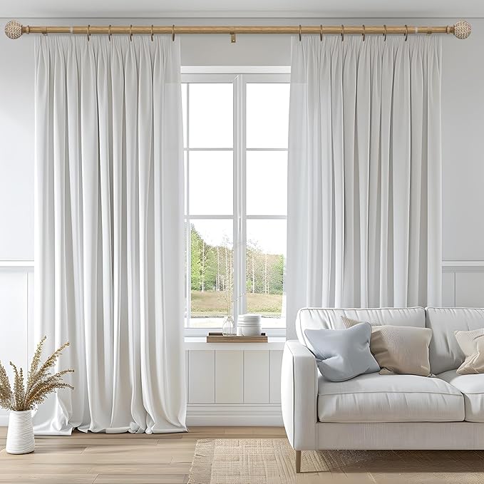 2 Pack Wood Curtain Rods for Windows 48 to 84 Inch,1'' Diameter Drapery Rods with Imitation Wood Grain Leaf Pattern Finials,Boho Adjustable Heavy Duty Curtain Rods Set,36-88'',Weathered Wood