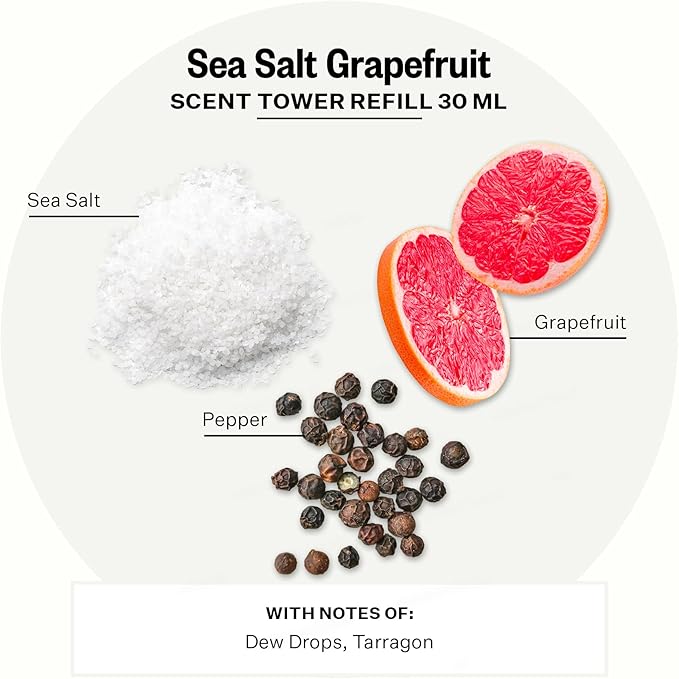 Apotheke Scent Tower Aromatherapy Diffuser Fragrance Refill, Sea Salt Grapefruit (30 ml) - Long-Lasting Perfume-Grade Essential Oil for Clean & Fresh Home, Office, Hotel & Large Rooms
